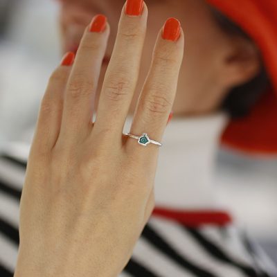 Şeffaf Mavi Murano Gümüş Yüzük