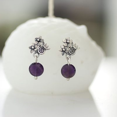 Ametist Buket Gümüş Küpe