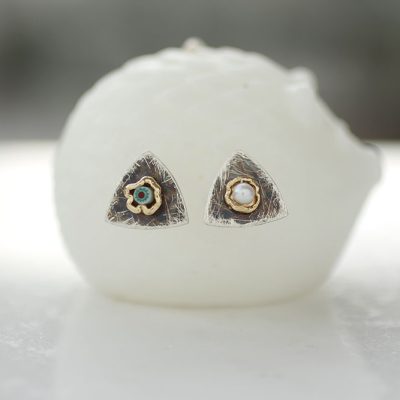 Muranolu İncili Üçgen Küpe