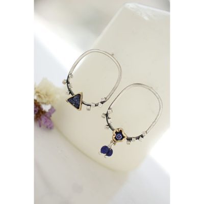 Lacivert Dikdörtgen Küp Küpe