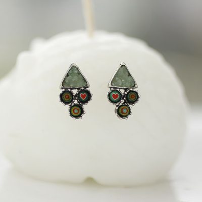 Minik Aventurin Murano Gümüş Küpe