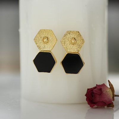 Altıgen Oniks Küpe